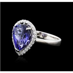 14KT White Gold 3.76ct Tanzanite and Diamond Ring