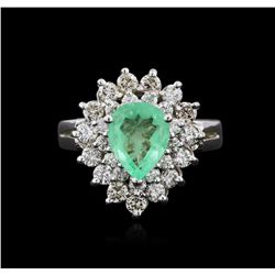 14KT White Gold 1.39ct Emerald and Diamond Ring