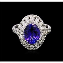 3.06ct Tanzanite and Diamond Ring - 14KT White Gold