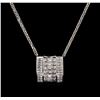 Image 1 : 3.55ctw Diamond Pendant With Chain - 14KT White Gold