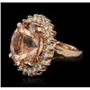 Image 1 : 14KT Rose Gold 18.02ct Morganite and Diamond Ring
