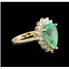 Image 2 : 3.61ct Emerald and Diamond Ring - 14KT Yellow Gold