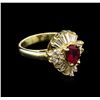 Image 2 : 0.80ct Ruby and Diamond Ring - 14KT Yellow Gold