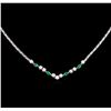 Image 2 : 0.52ctw Emerald and Diamond Necklace - 18KT White Gold