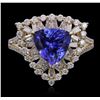 Image 2 : 14KT Yellow Gold 2.86ct Tanzanite and Diamond Ring