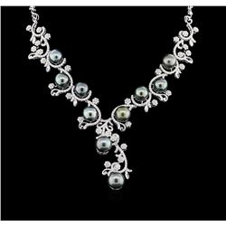 Tahitian Pearl and Diamond  Necklace - 14KT White Gold