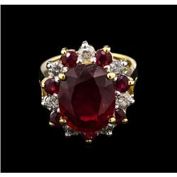 8.73ctw Ruby and Diamond Ring - 14KT Yellow Gold