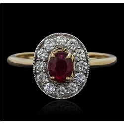 14KT Yellow Gold 0.74ct Ruby and Diamond Ring
