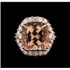 Image 1 : 11.05ct Morganite and Diamond Ring - 14KT Rose Gold