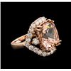 Image 2 : 11.05ct Morganite and Diamond Ring - 14KT Rose Gold