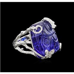 46.32ct Tanzanite and Diamond Ring - 18KT White Gold