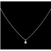 Image 2 : 0.46ct Diamond Pendant With Chain - 14KT White Gold