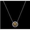 Image 2 : 1.00ct Citrine and Diamond Pendant With Chain - 14KT White Gold
