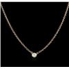 Image 1 : 14KT Rose Gold 0.15ct Diamond Solitaire Necklace