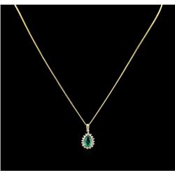 1.60ct Emerald and Diamond Pendant With Chain - 14KT Yellow Gold