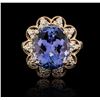 Image 1 : 14KT Rose Gold 8.58ct Tanzanite and Diamond Ring