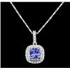 Image 1 : 14KT White Gold 1.36ct Tanzanite and Diamond Pendant With Chain