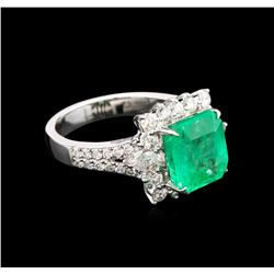 4.56ct Emerald and Diamond Ring - 18KT White Gold