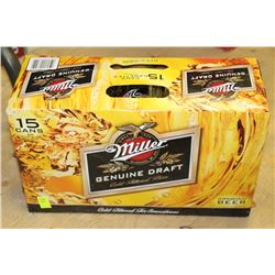 CASE OF 15 CANS OF MILLER COLD-FILTERED BEER