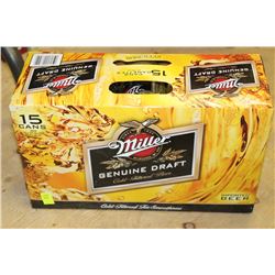 CASE OF 15 CANS OF MILLER COLD-FILTERED BEER