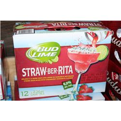 CASE OF 12 CANS OF BUD LIME STRAW-BER-RITA