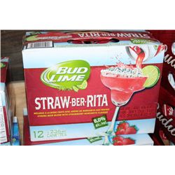 CASE OF 12 CANS OF BUD LIME STRAW-BER-RITA