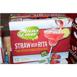 CASE OF 12 CANS OF BUD LIME STRAW-BER-RITA