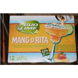 CASE OF 12 CANS OF BUD LIME MANG-O-RITA