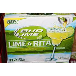 CASE OF 12 CANS OF BUD LIME LIME-A-RITA