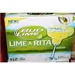 CASE OF 12 CANS OF BUD LIME LIME-A-RITA