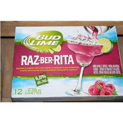 CASE OF 12 CANS OF BUD LIME RAZ-BER-RITA