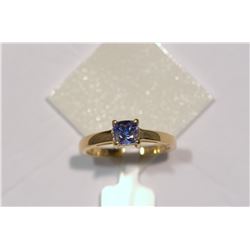 STERLING SILVER GOLD PLATED TANZANITE RING