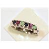 Image 1 : STERLING SILVER EMERALD, RUBY & SAPPHIRE RING