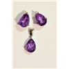 Image 1 : STERLING SILVER AMETHYST EARRINGS & PENDANT SET