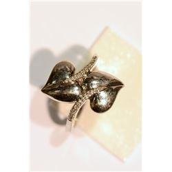 STERLING SILVER 'HEART' DIAMOND (0.1CT) RING
