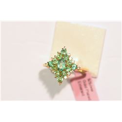 STERLING SILVER GOLD PLATED EMERALD (1CT) RING