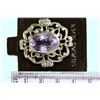 Image 4 : STERLING SILVER AMETHYST BROOCH