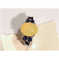 STERLING SILVER OPAL & SAPPHIRE (0.6CT) RING