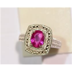 STERLING SILVER ENHANCED RUBY RING W/