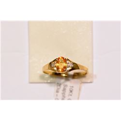 10KT YELLOW GOLD CITRINE & DIAMOND RING