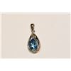 Image 1 : STERLING SILVER BLUE TOPAZ & DIAMOND PENDANT