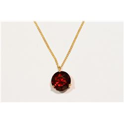 10KT GOLD GARNET PENDANT NECKLACE