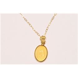 14KT YELLOW GOLD OPAL PENDANT NECKLACE