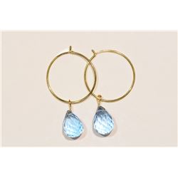 14KT YELLOW GOLD BLUE TOPAZ EARRINGS