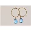Image 2 : 14KT YELLOW GOLD BLUE TOPAZ EARRINGS
