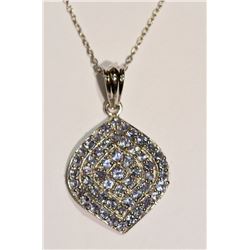 STERLING SILVER TANZANITE PENDANT NECKLACE