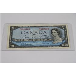 1954 FIVE DOLLAR BANK OF CANADA NOTE