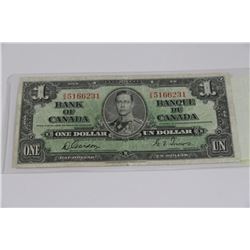 1937 ONE DOLLAR BANK OF CANADA NOTE