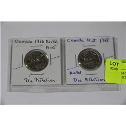 1966 & 1968 MINT DIE ROTATION NICKELS X2