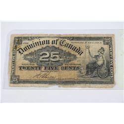 1900 DOMINION OF CANADA 25 CENT SHIN PLASTER